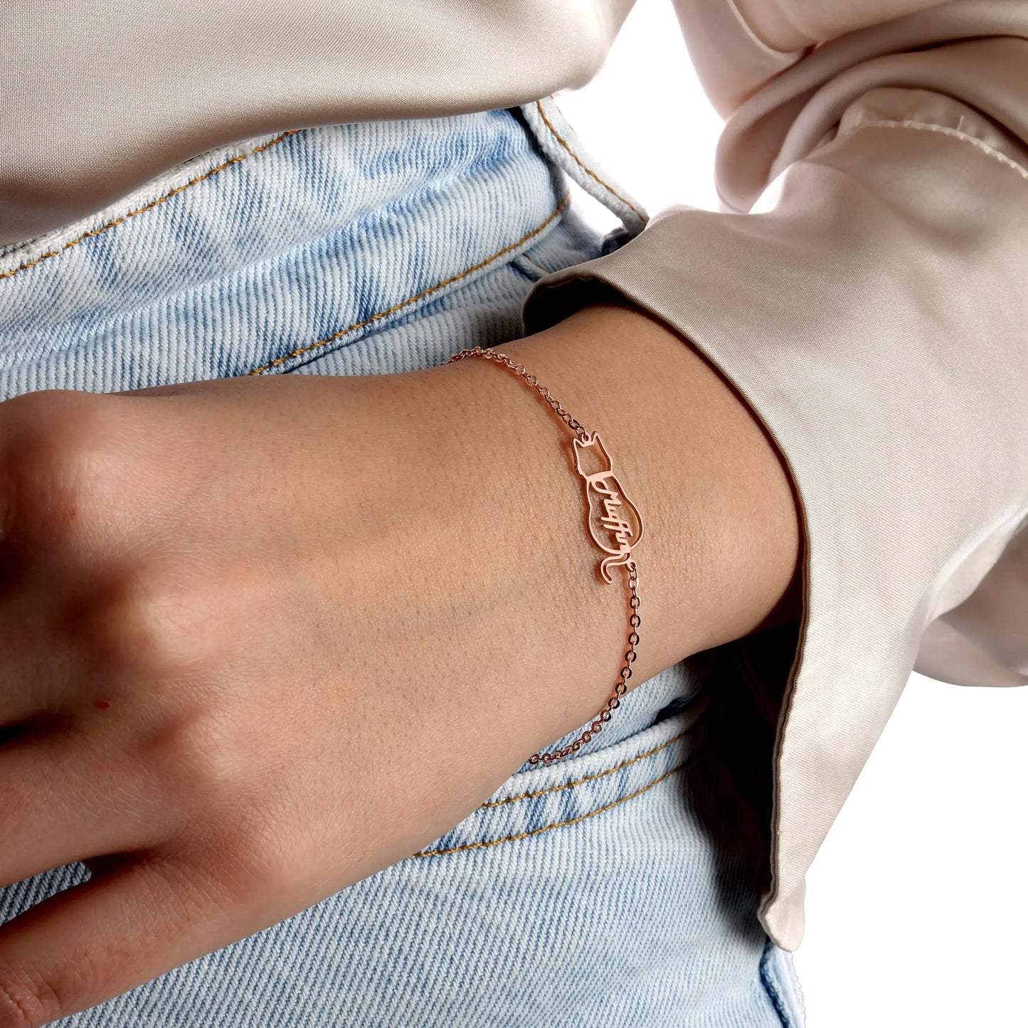 Pulsera personalizada con nombre de gato